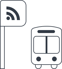 A bus that transmits real-time arrival and departure information